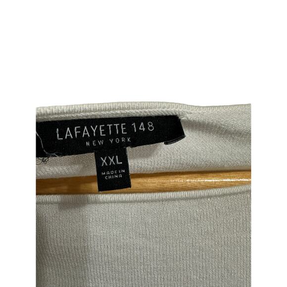 Lafayette 148 New York women's boat neck white black striped long sleeve blouse - Picture 2 of 4